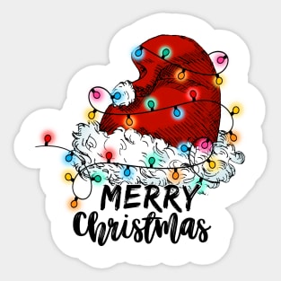 merry christmas santa hat xmas lights Sticker